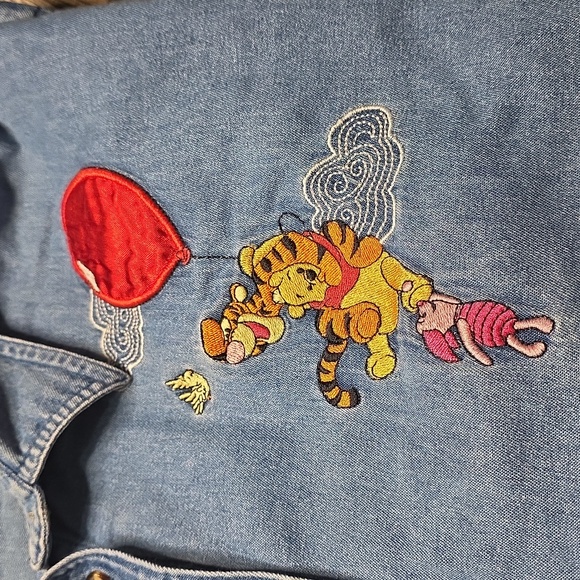 Vintage Disney Store Winnie the Pooh Embroidered Denim Button Down Shirt - Picture 8 of 8